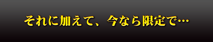 それに加えて、今なら限定で・・・